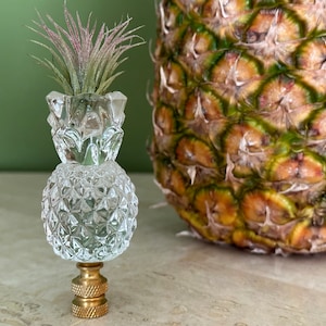 Crystal Pineapple Lamp Finial on Brass Hardware - Traditional Pineapple Lamp Topper