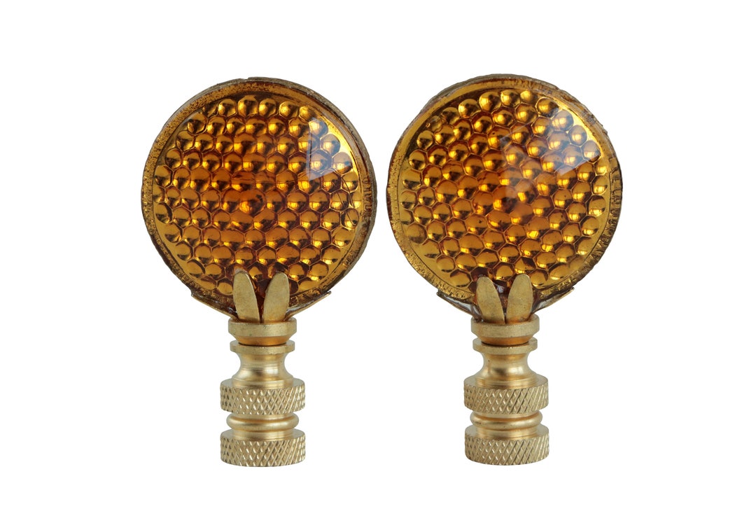 Amber Glass Bicycle Reflector Lamp Finials, A Pair Etsy