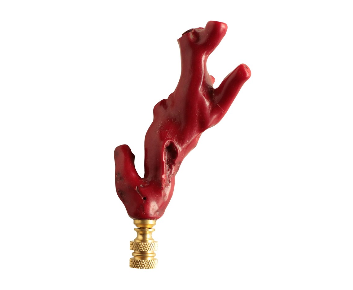 Twisted Red Coral Lamp Finial on Brass Hardware Coastal Etsy