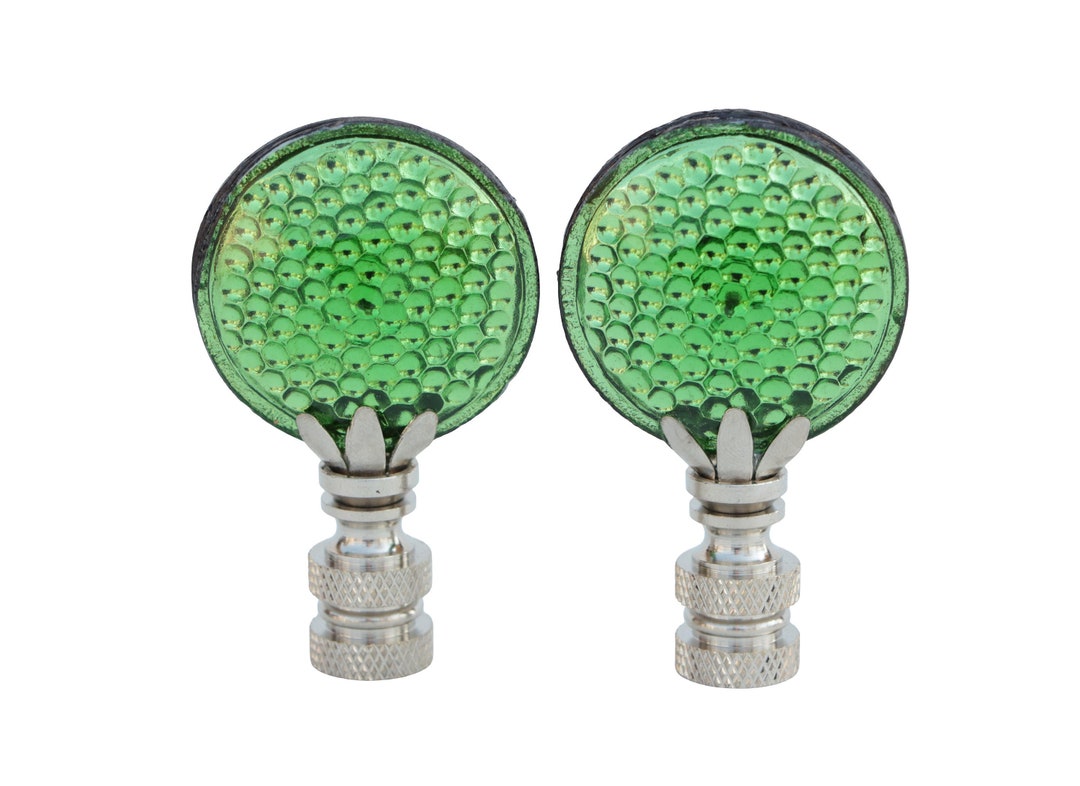 Green Faceted Glass Bicycle Reflector Lamp Finials on Chrome Etsy