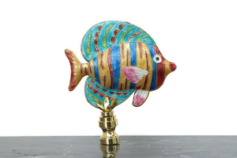 Striped Angelfish Fish Lamp Finial on a Shiny Brass Base Etsy
