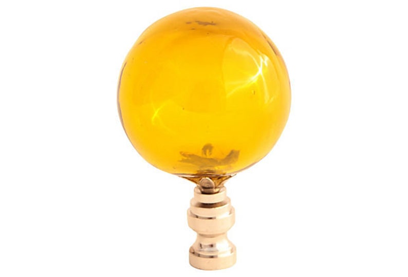 Canary Yellow Blown Glass Lamp Finials on Shiny Chrome Bases Etsy