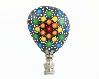 Rainbow Spotted Stone Lamp Finial on Chrome Hardware