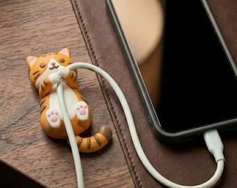 Cat Cable Holder for Desk — Stick-On Nightstand Organizer