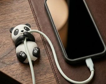 Panda Cable Holder for Desk — Stick-On Nightstand Organizer