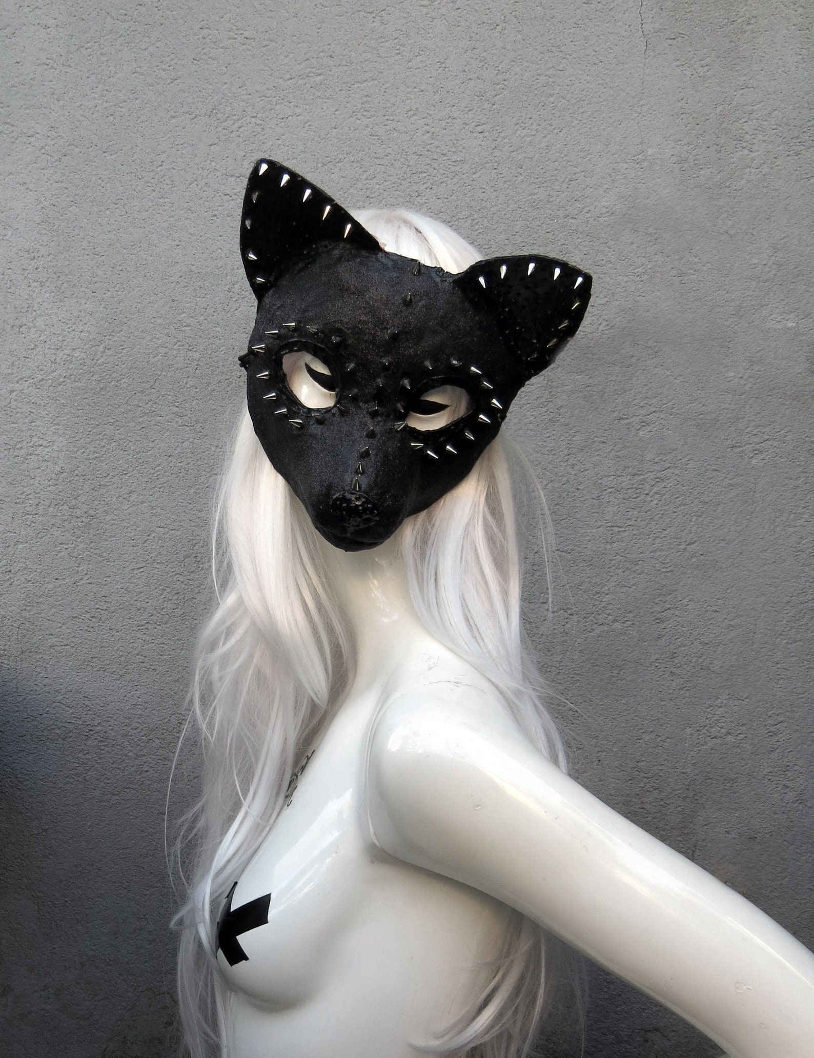 Black wolf mask wolf mask black glitter studs mask - Etsy 日本