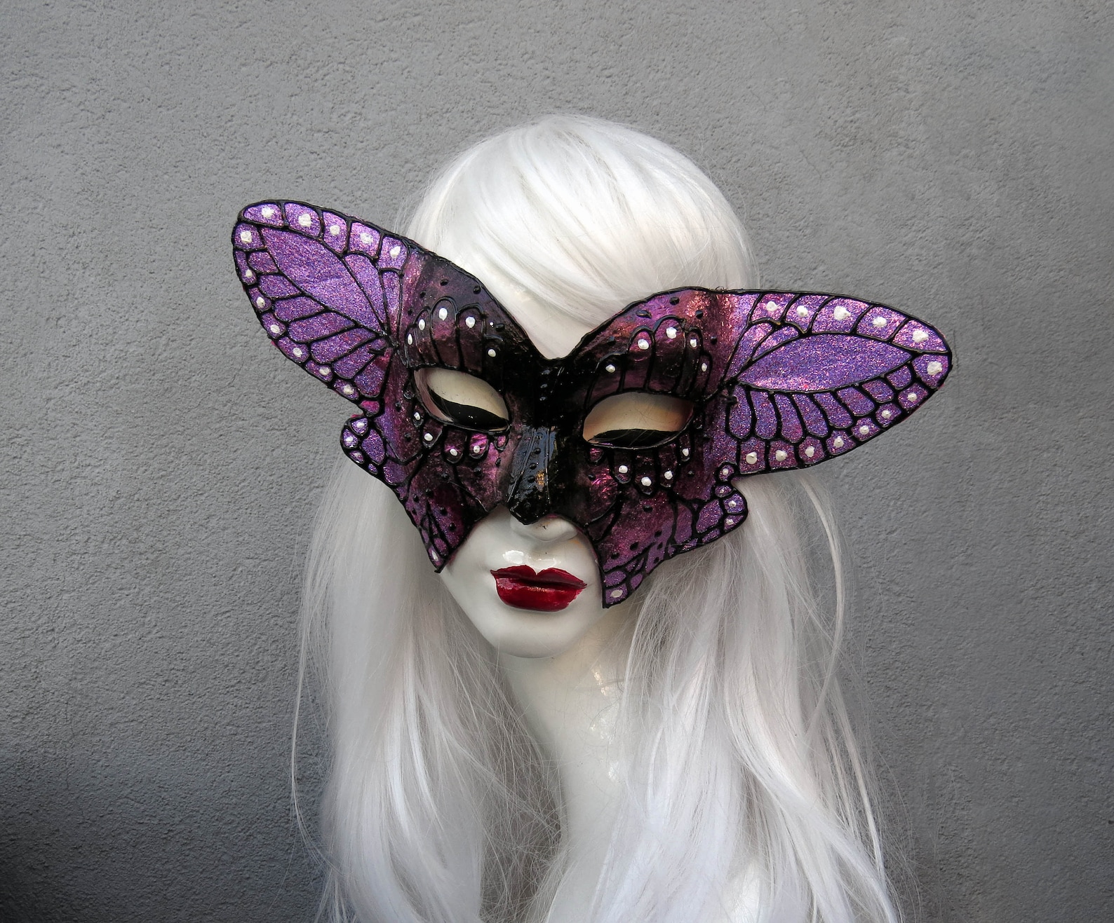 Butterfly Mask Pink Butterfly Paper Maché Mask Masquerade Burlesque