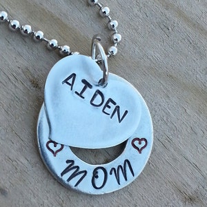 Mom Necklace,Mom Birthday,Personalized Mom Pendant,Hand Stamped, Hand Polished,Miss You Mom,Mother Memorial,Mom Memorial,Awesome mom,Respect