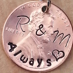 Personalized Penny,wedding gift,anniversary gift,hand stamped penny,customized penny,charm necklace,Mens Or Womens Necklace,penny chain