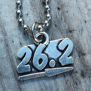 Stainless Steel Necklace With Marathon Charm,26.2,Marathon Runner necklace,Men or Women Marathon necklace,Ball Chain Charm Necklace,Jogger