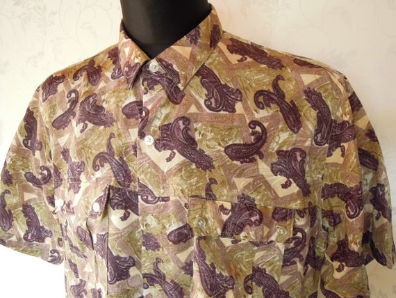 Vintage Purple Silky Floral shirt Size XL - image 2