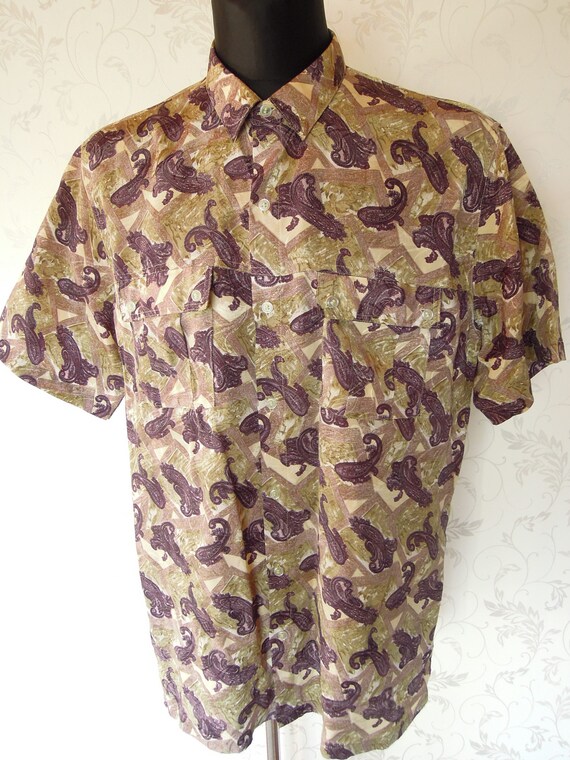 Vintage Purple Silky Floral shirt Size XL - image 1