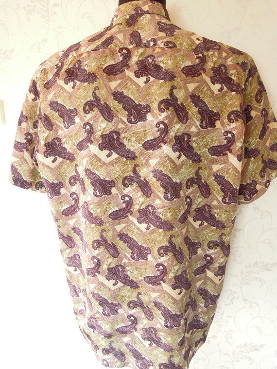 Vintage Purple Silky Floral shirt Size XL - image 3