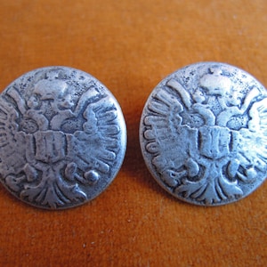 Satz von 2 Vintage Retro Silber Farbe Metall Wappen Adler Knöpfe D25mm #E193