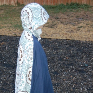 Cloak”Starry Day", Handmade, Lined, Wand & Crystal Pockets, Crystals, Openness, Visions, Universal Connections, Stars, Elementals, Earth