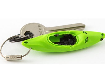 WhiteWater Kayak Keychain - 5 Colors -  Flexible Plastic PVC with stainless steel ring - Kayaking Paddling accessories - outdoor key gift