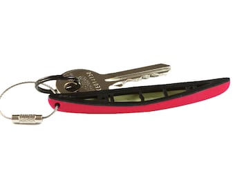 Canoe Keychain - 5 new colors -  Flexible Plastic PVC with stainless steel ring - Conoe Paddling accessories - outdoor key chain gift