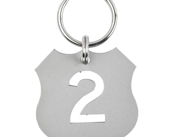 US 2 Keychain - Michigan Upper Peninsula - Durable Stainless Steel Key Chain - Route 2 US2 highway - Mackinac Bridge - Michigan Gift