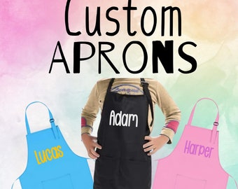 Kids Aprons/ Custom Apron/ Children Apron/ Personalized Apron/ Kitchen Apron/ Play Apron/ Name Apron/ Kids Art Apron/ Party Aprons/Kid Favor