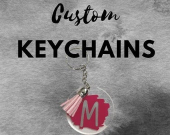 Personal Keychains/Custom Keychains/Initial Keychains/Tassel Keychains/Colored Keychains/Bachelorette Favors/Party Favors/Bachelorette Party