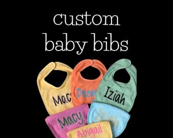 Custom Name Baby Bibs/ Baby Bibs/ Personalized Baby Bibs/ Baby Shower Gift/ Gift For Baby