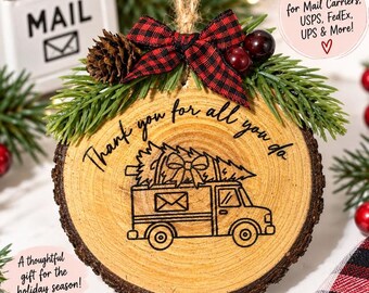 Mail Worker Ornament/ Ornaments/ Christmas/ Christmas Ornaments/ Postal Worker/ Engraved Ornaments/ Gifts/ Christmas Gift