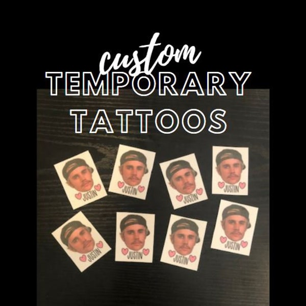 Custom Temporary Tattoos, Custom Tattoos, Custom Face Tattoos, Photo Temporary Tattoos, Couple Tattoos, Bachelorette Tattoos, Face Tattoos