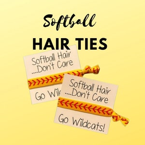 Softball Hair, Don't Care/ Birthday Favors/ Softball Theme/ Party Favors/ Baseball/ Softball/ Girl's Birthday Party/ Softball Hair Ties