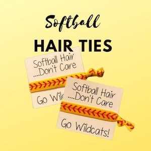 Softball Hair, Don't Care/ Birthday Favors/ Softball Theme/ Party Favors/ Baseball/ Softball/ Girl's Birthday Party/ Softball Hair Ties