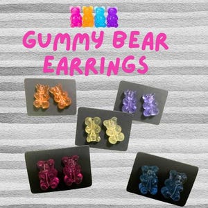 Gummy Bear shaped stud earrings/ Earrings/Gummy Bears/Stud Earrings/Gift/Birthday Gift/ Earrings