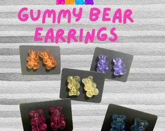 Gummy Bear shaped stud earrings/ Earrings/Gummy Bears/Stud Earrings/Gift/Birthday Gift/ Earrings