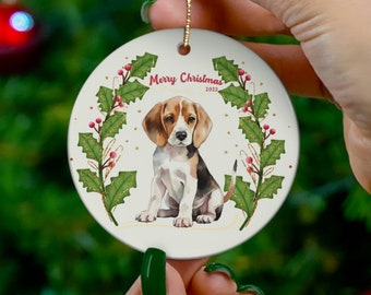 Beagle Christmas Ornament, Beagle Ornament, Dog Ornament, 2023 Beagle Ornament, Gift for Beagle Mom, Beagle Dog Ornament, Dog Lover Gift