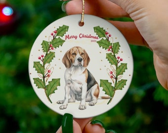 Beagle Christmas Ornament, Beagle Ornament, Dog Ornament, 2023 Beagle Ornament, Gift for Beagle Mom, Beagle Dog Ornament, Dog Lover