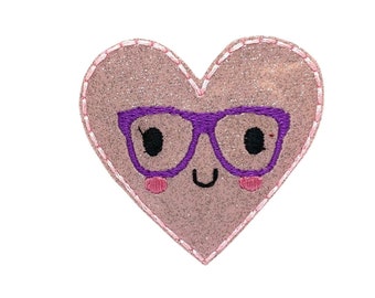 Nerdy Pink Heart Dog Collar Embellishment