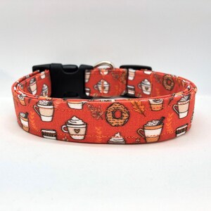 Orange Fall Pumpkin Spice Latte Dog Collar