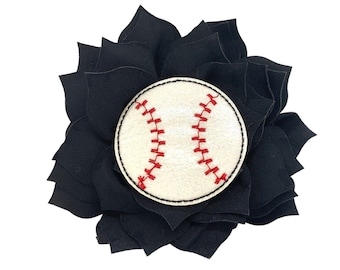 Baseball Embellished Dog Collar Flower