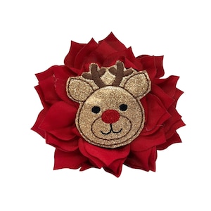 Christmas Reindeer Embellished Dog Collar Flower