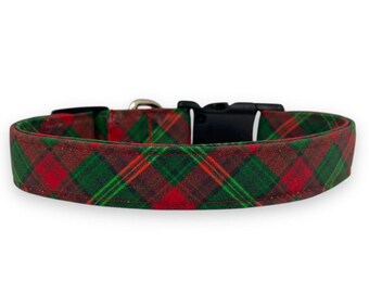 Christmas Plaid Dog Collar, Christmas Dog Collar, Red and Green Dog Collar, Collar for Dog for Christmas, Dog Christmas Collar, Plaid