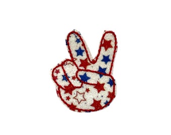 Dog Collar Embellishment, Patriotic Collar Accessory, Star Peace Sign Collar Embellishment, Red White and Blue Peace Sign, 4th of July Dog