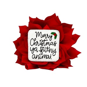 Merry Christmas Embellished Dog Collar Flower