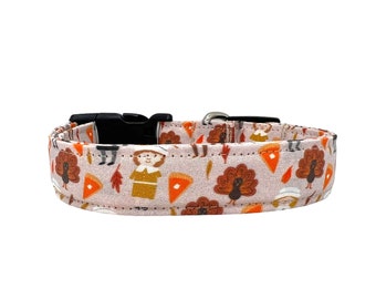 Thanksgiving Dog Collar, Fall Dog Collar, Turkey Dog Collar, Pilgrim Dog Collar, Dog Collar for Fall, Pumpkin Pie Dog Collar, Fall Dog