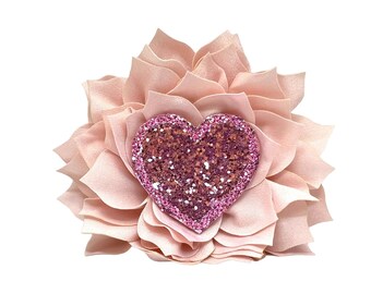 Glitter Heart Embellished Dog Collar Flower