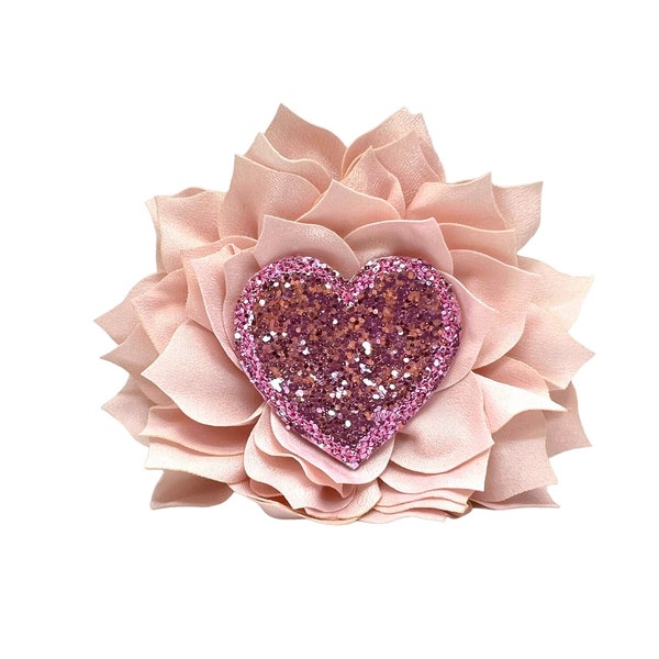 Glitter Heart Embellished Dog Collar Flower