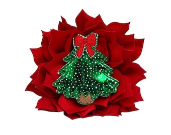 Christmas Tree Embellished Dog Collar Flower