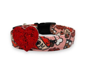 Valentine's Day Dog Collar, Heart Dog Collar with Embellishment, Dog Collar Valentine's Day, Dog Mom Valentine's Day Dog Collar, Dog Collar