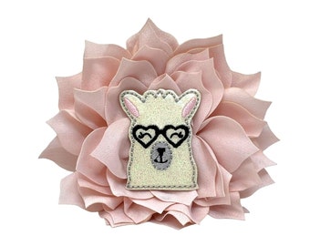 Valentine's Day Llama Embellished Dog Collar Flower