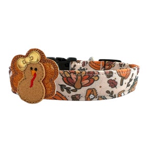 Thanksgiving Dog Collar, Fall Dog Collar, Turkey Dog Collar with Turkey Embellishment, Football Dog Collar, Dog Collar Fall, Pumpkin Collar