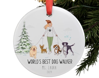 Dog Walker Ornament, Personalized Dog Walker Ornament, Dog Walker Gift, Christmas Gift for Dog Walker, Dog Walker, Best Dog Walker