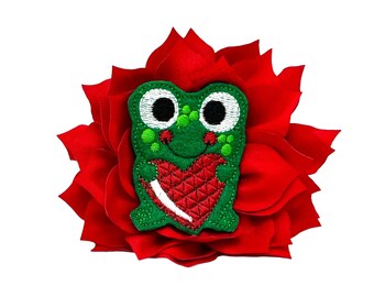 Valentine's Day Frog Embellished Dog Collar Flower