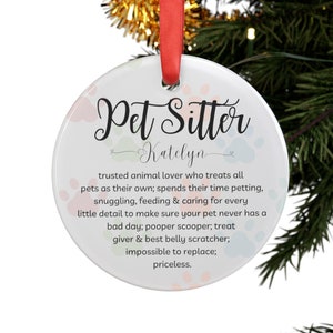 Pet Sitter Ornament, Personalized Pet Sitter Ornament, Pet Sitter Gift, Gift for Pet Sitter, Custom Pet Sitter Gift